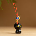Ebony-Carved Cat Car Keychain Pendant - Cute Hardwood Miniature Animal Toy