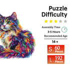 Chromatic Whisker: Colored Cat Irregular Animal Wood Jigsaw