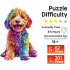 Playful Spectrum: High-Difficulty Colorful Cartoon Dog Wooden Puzzle