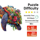 Floral Reef: Flower Sea Turtle Irregular Wood Jigsaw