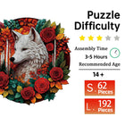 Focus & Mastery: Majestic Wolf in Bloom High-Difficulty Wood Jigsaw