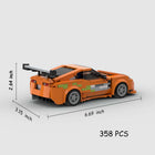 358PCS Orange Sports Car Building Blocks - DIY Racing Vehicle Model