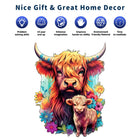 Highland Cow Wooden Jigsaw Puzzle Unique Animal-Shaped Pieces & Colorful Farmhouse Art