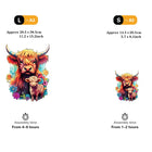Highland Cow Wooden Jigsaw Puzzle Unique Animal-Shaped Pieces & Colorful Farmhouse Art