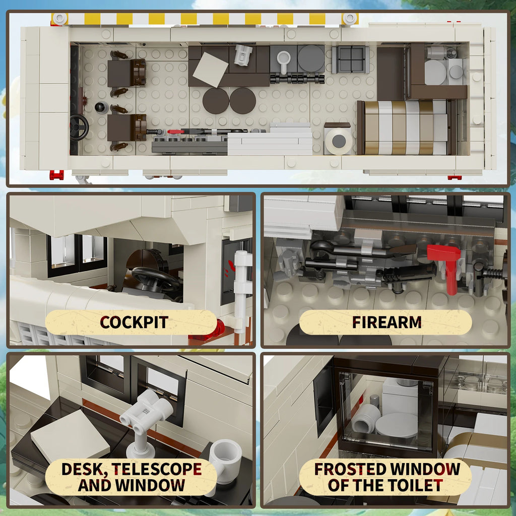 Rear view of the apocalypse prison showing room details and furniture