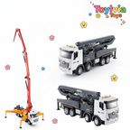 Toy truck with crane attachment on a white background, branded as Toylivia Toys.