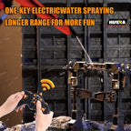 Model of a drone with remote control and text about electric water spraying and longer range.