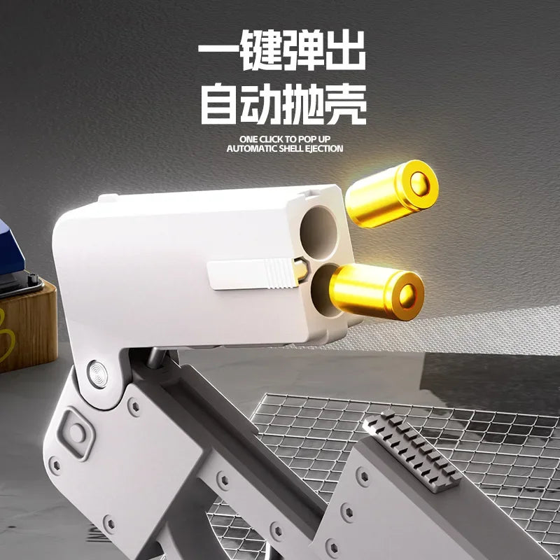 IC380 soft bullet toy showing automatic shell ejection feature during play