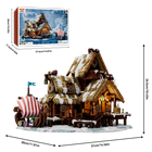 Icehorn Longhouse Building Blocks Kit - 1694pcs Medieval Viking Cabin