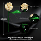 16 Champagne White Roses Building Blocks - 523PCS Botanical Set with Lights