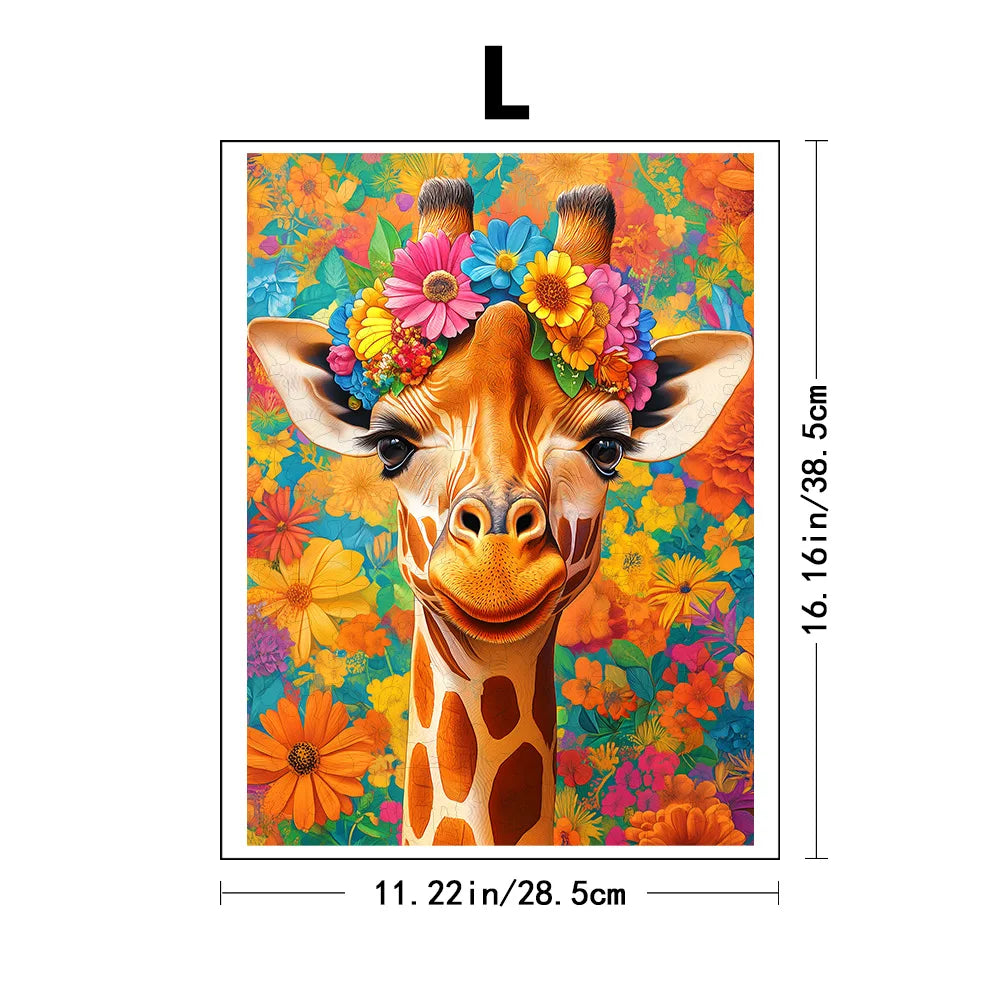 Giraffe Floral Art Jigsaw Puzzle for Adults - Premium Wildlife Animal Puzzle Secondary image