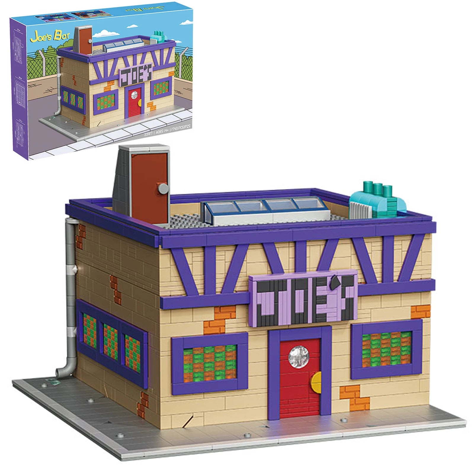 Toy building set with colorful design and packaging on a white background