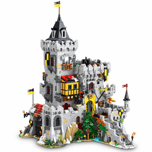 4961-piece King of Crows castle building block model, front three-quarter studio view