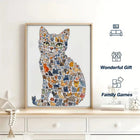Large Cat Shaped Wooden Puzzle - Unique Animal Pattern Jigsaw