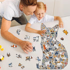 Large Cat Shaped Wooden Puzzle - Unique Animal Pattern Jigsaw