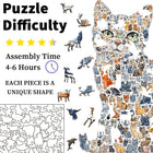 Large Cat Shaped Wooden Puzzle - Unique Animal Pattern Jigsaw