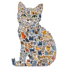 Large Cat Shaped Wooden Puzzle - Unique Animal Pattern Jigsaw