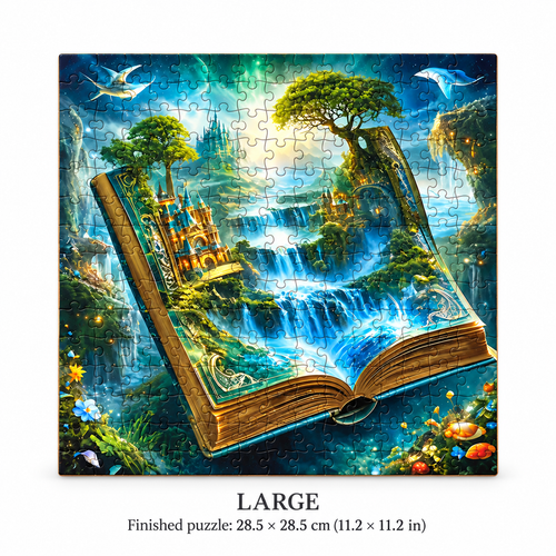 Literary Haven: High-Difficulty Magical Forest of Books Wood Puzzle - alternate view