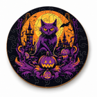 Halloween Cat & Pumpkin wooden puzzle, Large (A3), assembled product image, no text.