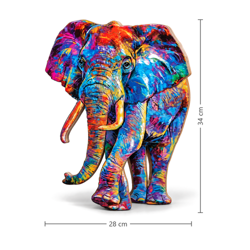 Colorful elephant wooden jigsaw puzzle Large 28 x 34 cm