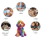 Playful Spectrum: High-Difficulty Colorful Cartoon Dog Wooden Puzzle