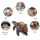 Floral Reef: Flower Sea Turtle Irregular Wood Jigsaw