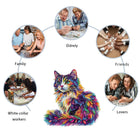 Chromatic Whisker: Colored Cat Irregular Animal Wood Jigsaw