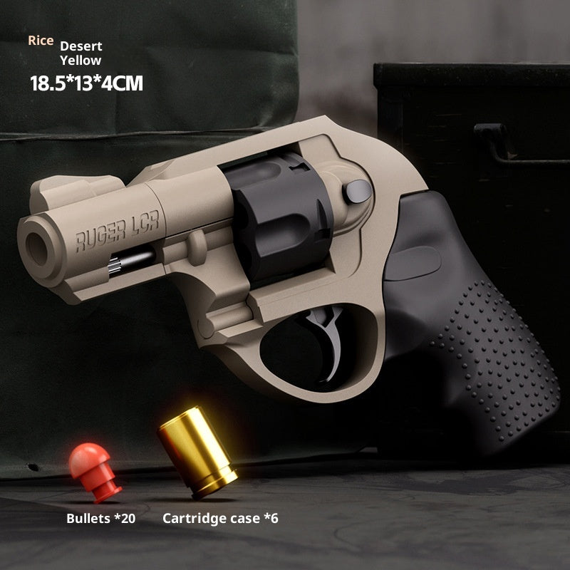 Revolver with bullets and a cartridge case on a dark background