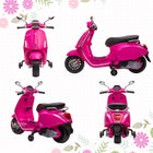 Licensed Vespa Kids Motorcycle 6V | Pink Toddler Scooter with FM Radio | ToyIvia