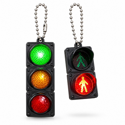 LED Traffic Light Keychain | Mini Pedestrian Signal Keychain Toy