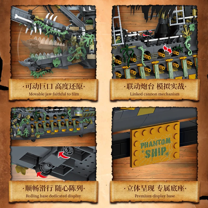 Toy set with various features highlighted on a wooden background