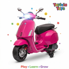 Licensed Vespa Kids Motorcycle 6V | Pink Toddler Scooter with FM Radio | ToyIvia