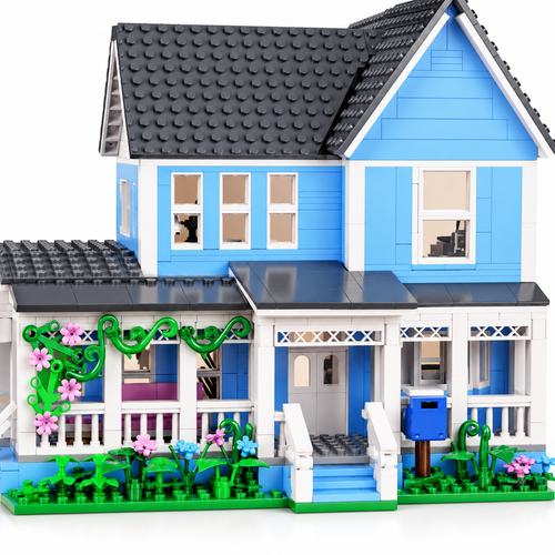 Lorelai House Blue Cottage Building Blocks Set 1107PCS - alternate view