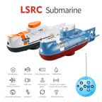 LSRC RC Submarine with remote control on a white background