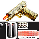 M1911 Engraved Pattern Soft Bullet Pistol Gun - Shell Throwing Blowback Blaster