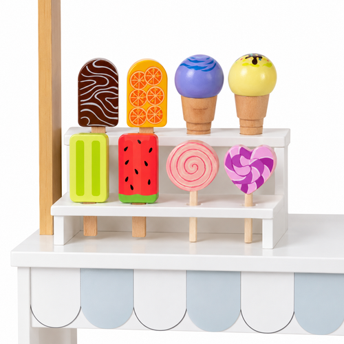 2-in-1 Wooden Grocery Store Ice Cream Cart Playset - alternate view