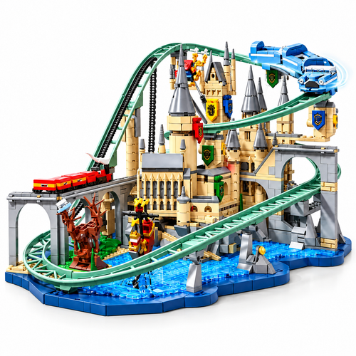 Magic Castle Motorized Roller Coaster Building Blocks Set