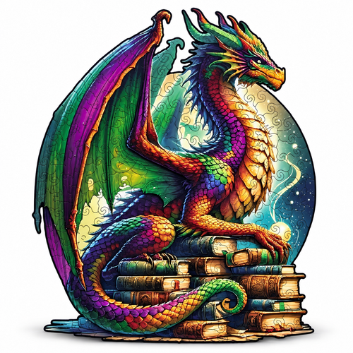Magic Dragon wooden jigsaw puzzle, clean assembled featured image