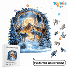 Magical Winter Wolf Forest Wooden Puzzle - Artistic Handicraft Decor