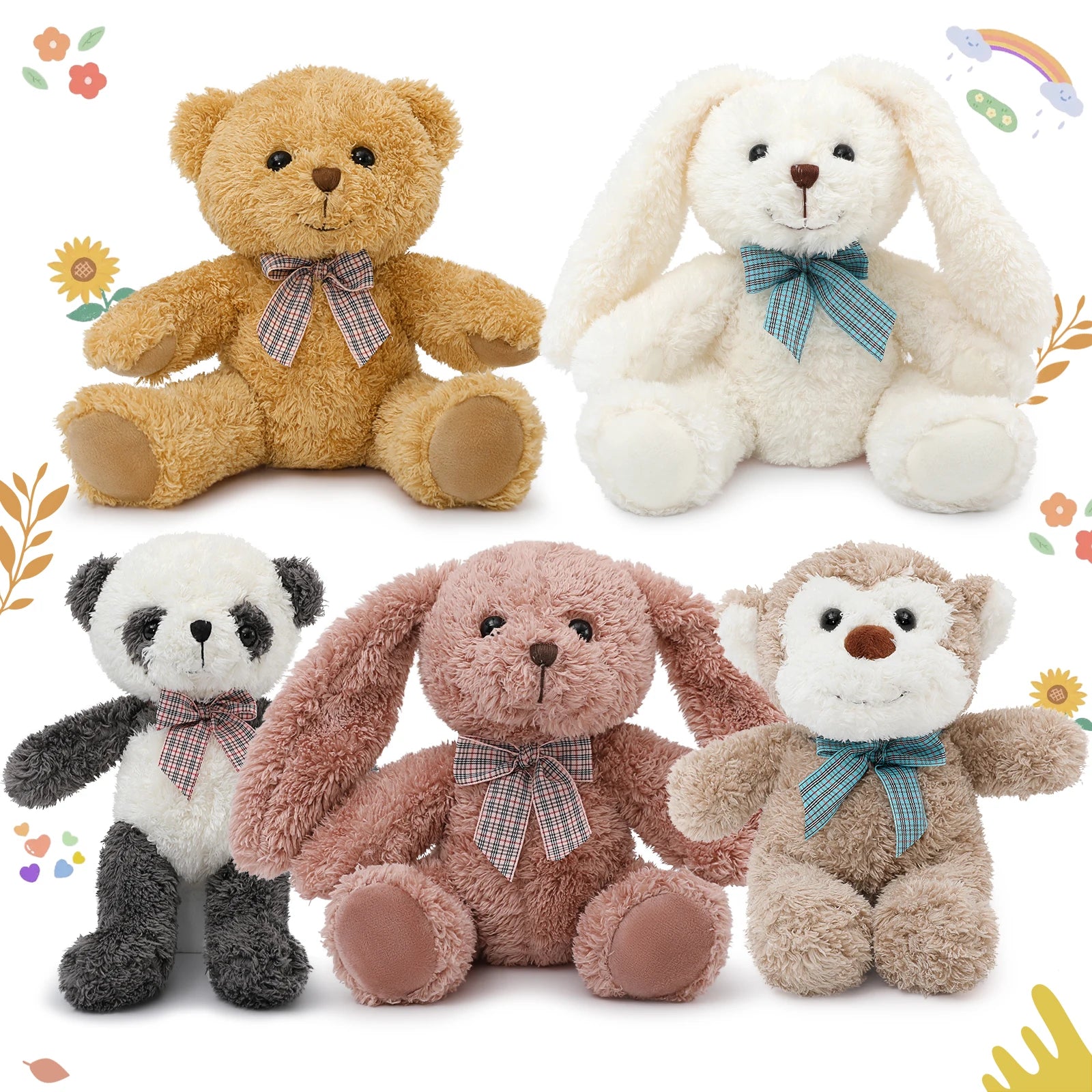 MaoGoLan 13" Stuffed Animals Bulk Set - Plush Bears & Bunnies (6 Pcs) Secondary image
