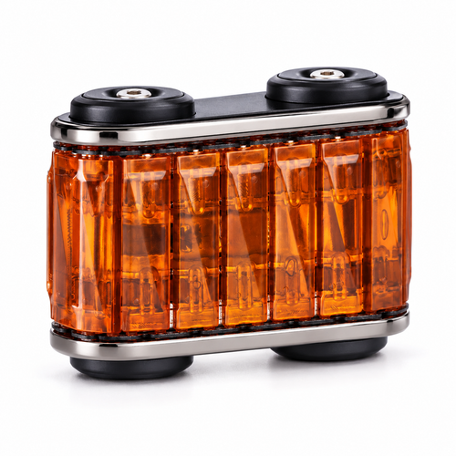 Amber Orange translucent metal fidget roller tank, white studio
