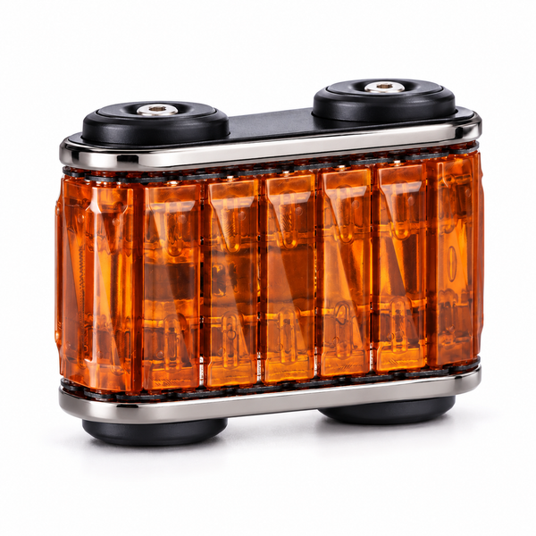 Amber Orange translucent metal fidget roller tank, white studio