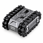 Gray metal rotating tank fidget toy, horizontally flipped.