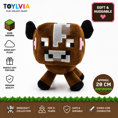 Minecraft Cow Plush Toy – Soft Stuffed Game Character Doll