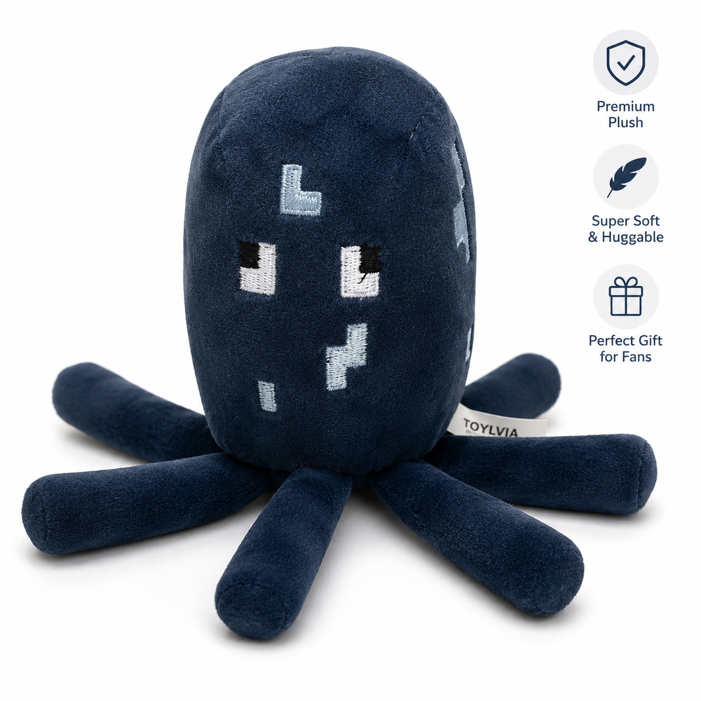 Minecraft Octopus Plush Toy – Soft Stuffed Game Character Doll