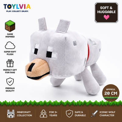 Minecraft Wolf Plush Toy – Soft Stuffed Game Character Doll