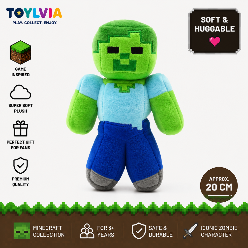 Minecraft Zombie Plush Toy – Soft Stuffed Game Character Doll