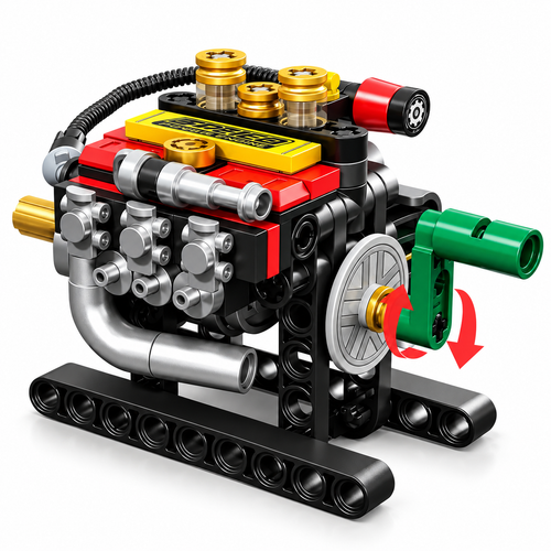 Mini Engine Building Blocks Set, clean studio product image