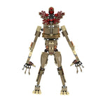 Front-facing MOC horror monster building block figure in neutral standing pose, dark fantasy LEGO compatible brick model