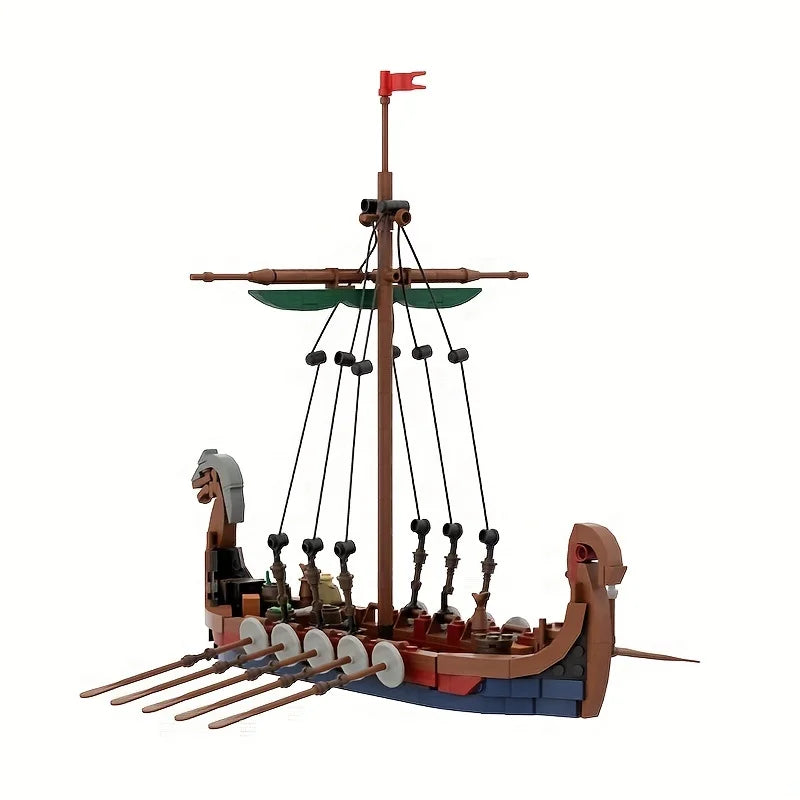 MOC Medieval Viking Ship Building Blocks Set (463 PCS) – Ocean Adventure Boat Model | Toylvia™ Secondary image